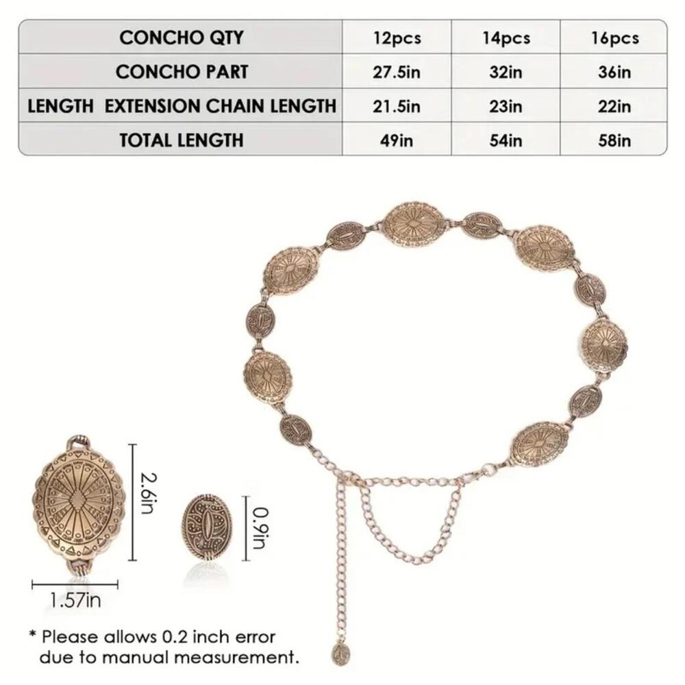 Bohemian Gold Tone Medallion Chain Belt - Picture 13 of 13
